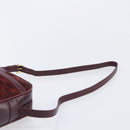CELINE Macadam Canvas Shoulder Bag Suede Bordeaux Gold Auth 206502-8