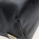PRADA Hand Bag Leather 2way Black Gold Auth 206508M-18