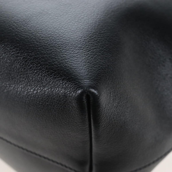 PRADA Hand Bag Leather 2way Black Gold Auth 206508M