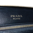 PRADA Hand Bag Leather 2way Black Gold Auth 206508M-24