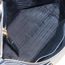 PRADA Hand Bag Leather 2way Black Gold Auth 206508M-10