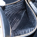PRADA Hand Bag Leather 2way Black Gold Auth 206508M-29