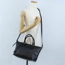 PRADA Hand Bag Leather 2way Black Gold Auth 206508M-30
