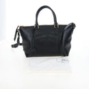 PRADA Hand Bag Leather 2way Black Gold Auth 206508M-12