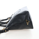 PRADA Hand Bag Leather 2way Black Gold Auth 206508M-3