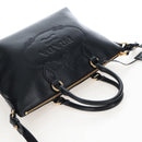 PRADA Hand Bag Leather 2way Black Gold Auth 206508M-6