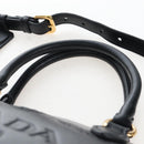 PRADA Hand Bag Leather 2way Black Gold Auth 206508M-14