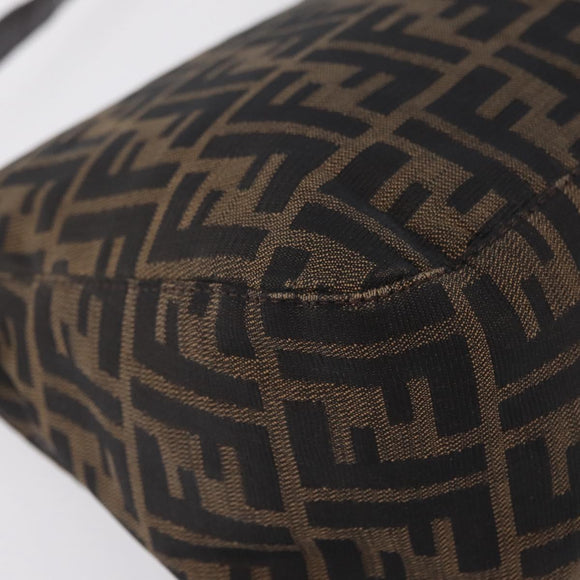 FENDI Zucca Canvas Mamma Baguette Shoulder Bag Brown Black Auth 206512A
