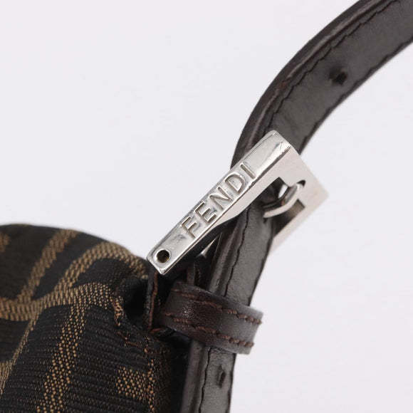 FENDI Zucca Canvas Mamma Baguette Shoulder Bag Brown Black Auth 206512A