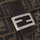 FENDI Zucca Canvas Mamma Baguette Shoulder Bag Brown Black Auth 206512A-20