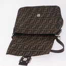 FENDI Zucca Canvas Mamma Baguette Shoulder Bag Brown Black Auth 206512A-20