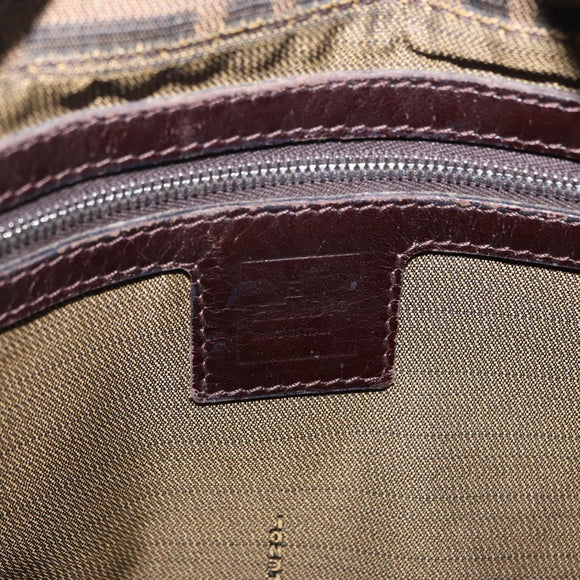 FENDI Zucca Canvas Mamma Baguette Shoulder Bag Brown Black Auth 206512A