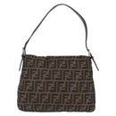 FENDI Zucca Canvas Mamma Baguette Shoulder Bag Brown Black Auth 206512A-3