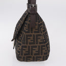 FENDI Zucca Canvas Mamma Baguette Shoulder Bag Brown Black Auth 206512A-4