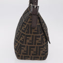FENDI Zucca Canvas Mamma Baguette Shoulder Bag Brown Black Auth 206512A-4