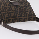 FENDI Zucca Canvas Mamma Baguette Shoulder Bag Brown Black Auth 206512A-6