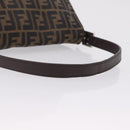 FENDI Zucca Canvas Mamma Baguette Shoulder Bag Brown Black Auth 206512A-7