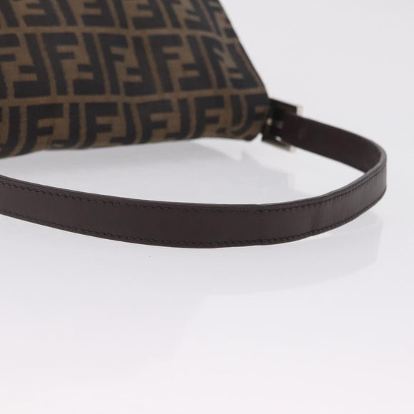 FENDI Zucca Canvas Mamma Baguette Shoulder Bag Brown Black Auth 206512A
