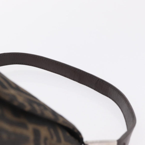 FENDI Zucca Canvas Mamma Baguette Shoulder Bag Brown Black Auth 206512A