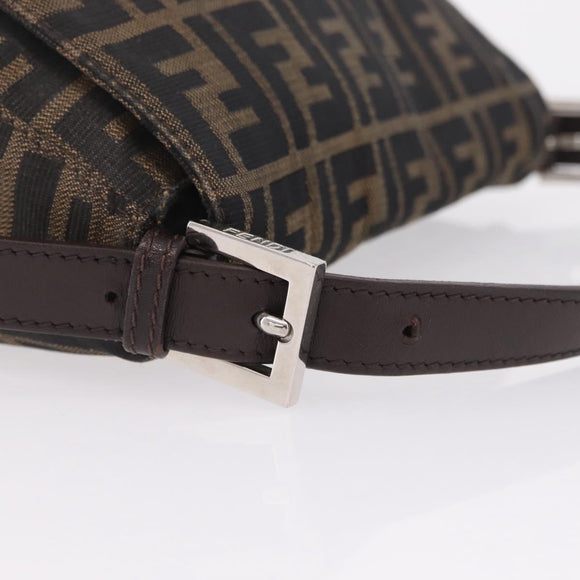 FENDI Zucca Canvas Mamma Baguette Shoulder Bag Brown Black Auth 206512A