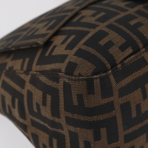 FENDI Zucca Canvas Mamma Baguette Shoulder Bag Brown Black Auth 206517M