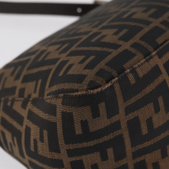FENDI Zucca Canvas Mamma Baguette Shoulder Bag Brown Black Auth 206517M