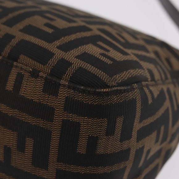 FENDI Zucca Canvas Mamma Baguette Shoulder Bag Brown Black Auth 206517M