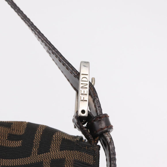 FENDI Zucca Canvas Mamma Baguette Shoulder Bag Brown Black Auth 206517M