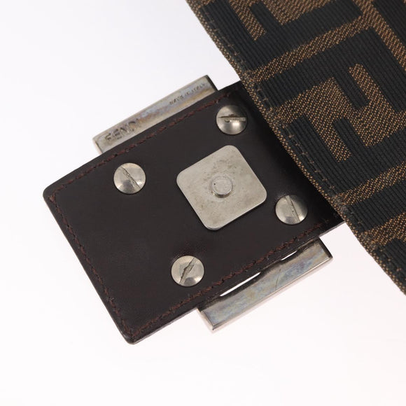 FENDI Zucca Canvas Mamma Baguette Shoulder Bag Brown Black Auth 206517M