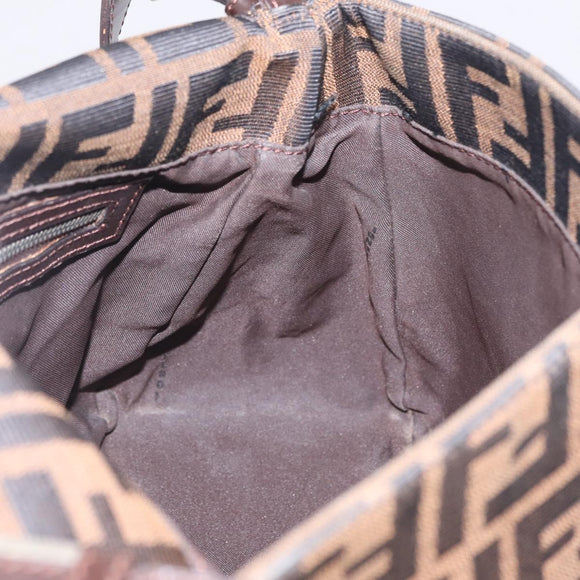 FENDI Zucca Canvas Mamma Baguette Shoulder Bag Brown Black Auth 206517M