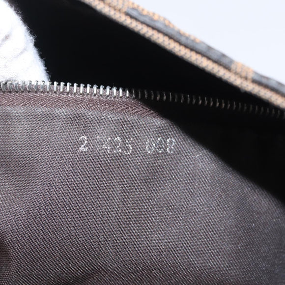 FENDI Zucca Canvas Mamma Baguette Shoulder Bag Brown Black Auth 206517M