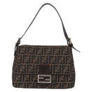 FENDI Zucca Canvas Mamma Baguette Shoulder Bag Brown Black Auth 206517M-13