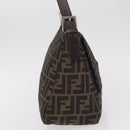 FENDI Zucca Canvas Mamma Baguette Shoulder Bag Brown Black Auth 206517M-4