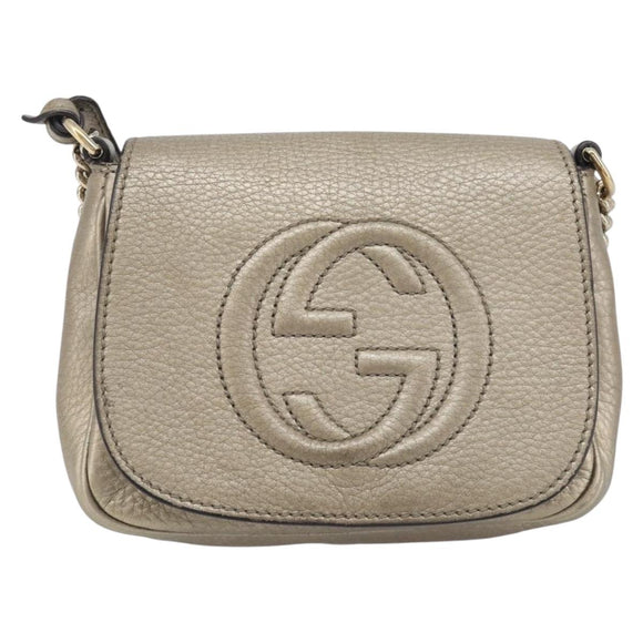 GUCCI Soho Chain Shoulder Bag Leather Gold 323190 Auth 206523A