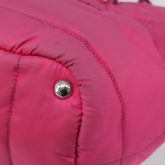 PRADA Hand Bag Nylon Pink Silver Auth 206524A