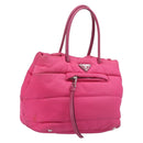 PRADA Hand Bag Nylon Pink Silver Auth 206524A-1