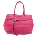 PRADA Hand Bag Nylon Pink Silver Auth 206524A-2