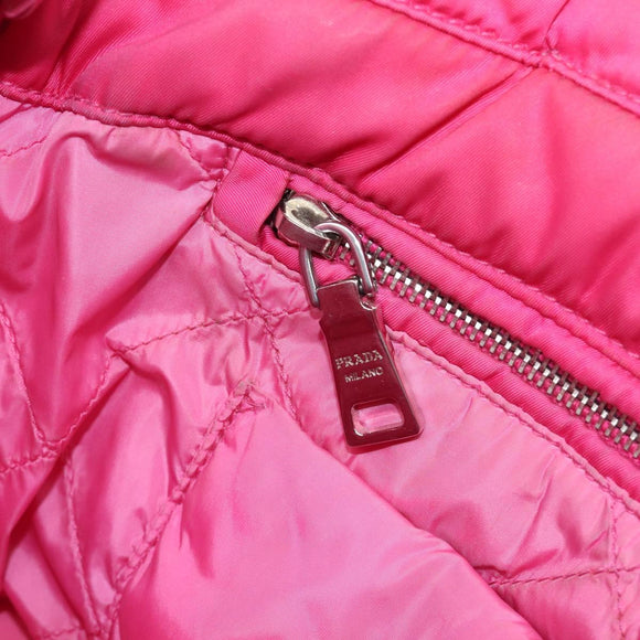 PRADA Hand Bag Nylon Pink Silver Auth 206524A