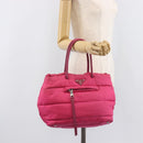 PRADA Hand Bag Nylon Pink Silver Auth 206524A-28
