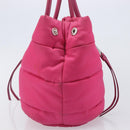 PRADA Hand Bag Nylon Pink Silver Auth 206524A-4