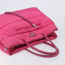 PRADA Hand Bag Nylon Pink Silver Auth 206524A-7