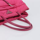 PRADA Hand Bag Nylon Pink Silver Auth 206524A-8