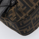 FENDI Zucca Canvas Chain Shoulder Bag Black Brown 8BR551 Auth 206529-13