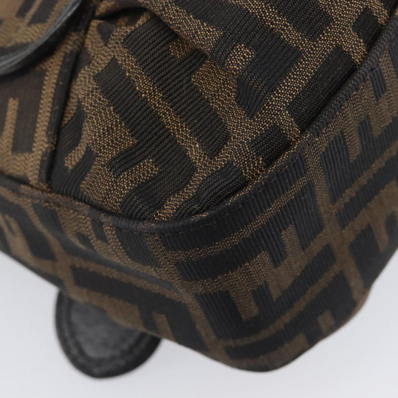 FENDI Zucca Canvas Chain Shoulder Bag Black Brown 8BR551 Auth 206529