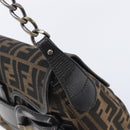 FENDI Zucca Canvas Chain Shoulder Bag Black Brown 8BR551 Auth 206529-16
