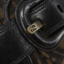FENDI Zucca Canvas Chain Shoulder Bag Black Brown 8BR551 Auth 206529-18