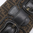 FENDI Zucca Canvas Chain Shoulder Bag Black Brown 8BR551 Auth 206529-19