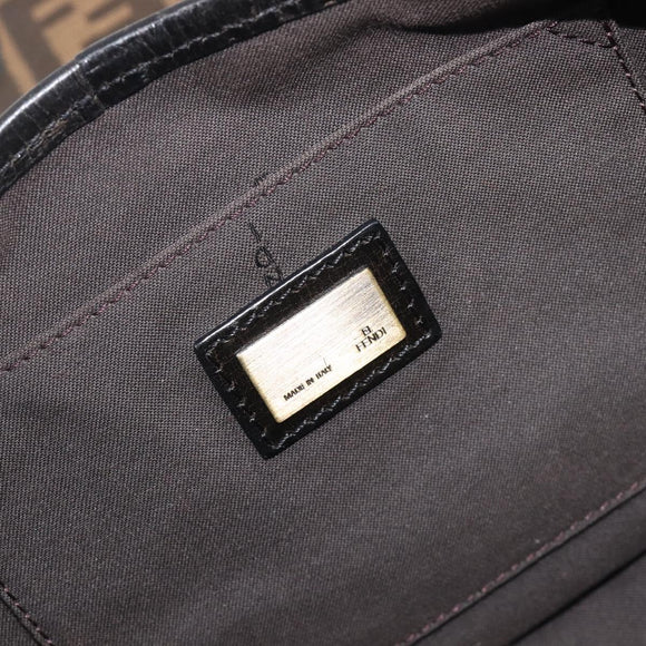 FENDI Zucca Canvas Chain Shoulder Bag Black Brown 8BR551 Auth 206529