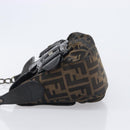 FENDI Zucca Canvas Chain Shoulder Bag Black Brown 8BR551 Auth 206529-5