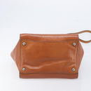 PRADA Hand Bag Leather 2way Brown Silver Auth 206531A-13